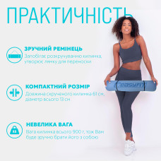 Килимок для йоги та фітнесу EasyFit TPE+TC 1830х610х6 мм двошаровий + Чохол блакитний-синій, код: EF-1924s-LBBL-EF