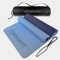 Килимок для йоги та фітнесу EasyFit TPE+TC 1830х610х6 мм двошаровий + Чохол блакитний-синій, код: EF-1924s-LBBL-EF
