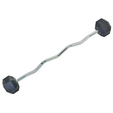 Штанга фіксована Zelart Rubber Hexagon Barbell вигнута гумова довжина-95см 30кг, код: TA-6231-30-S52
