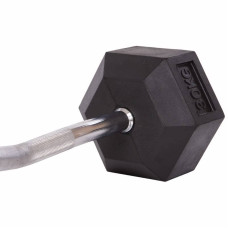 Штанга фіксована Zelart Rubber Hexagon Barbell вигнута гумова довжина-95см 30кг, код: TA-6231-30-S52