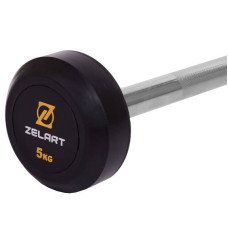 Штанга фіксована пряма обрезиненная Zelart Rubber Coated Barbell 5 кг, код: TA-2685-5-S52