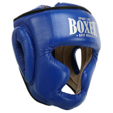 Шолом боксерський з повним захистом шкіряний Boxer New L, синій, код: 2033-N_LBL