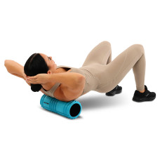 Ролер масажний циліндр (ролик мфр) Grid 3D Roller EVA LiveUp 33см, синій, код: LP8231