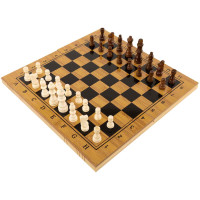 Шахи шашки нарди 3 в 1 набір настільних ігор з бамбука PlayGame 39x39см, код: A3140
