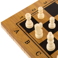 Шахи шашки нарди 3 в 1 набір настільних ігор з бамбука PlayGame 39x39см, код: A3140