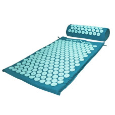 Килимок акупунктурний з валиком SportVida Аплікатор Кузнєцова 660x400 мм Turquoise/Turquoise, код: SV-HK0283