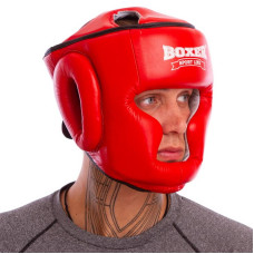 Шолом боксерський з повним захистом шкіряний Boxer Еліт L червоний, код: 2033-1_LR
