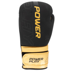 Боксерські рукавиці PowerPlay Ultra Mat 10 унцій, чорний-золотий, код: PP_3024_10oz_Bl/Gold