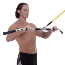 Ручка для верхньої тяги York Fitness 122см вигнута з гумовими рукоятками, хром, код: 00014961361605