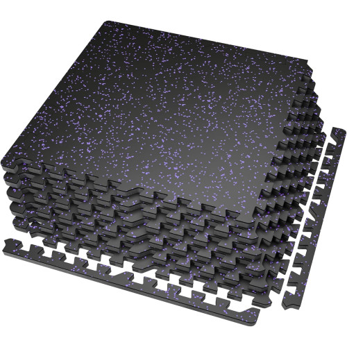Мат-пазли DualMat 60×60×1,2 (чорний/фіолетові вкраплення) — комплект 4 шт, код: W-RUB60-12-PURPLE-4-IF