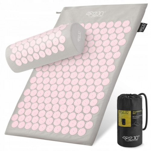 Килимок акупунктурний з валиком 4FIZJO Classic Mat Аплікатор Кузнєцова Grey/Pink, код: P-5907739313287
