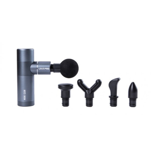 Перкусійний масажер LivePro Mini Massage Gun 137x90x46 мм, сірий, код: 6951376150131