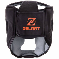 Шолом боксерський з повним захистом шкіряний Zelart S чорний-помаранчевий, код: VL-3151_SOR