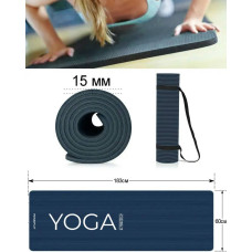 Коврик для йоги і фітнесу PowerPlay NBR Perfomance Mat 183x61x1.2 см, синій, код: PP_4151_Blue_1.2cm