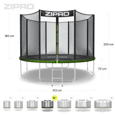 Садовий батут Zipro Jump Pro з вуличною сіткою 10FT 312 см, зелений-чорний, код: M-1600651-IN