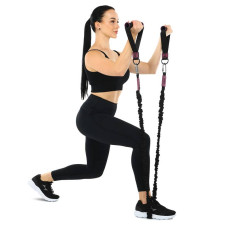 Еспандер з карабіном у захисному рукаві Ezous Resistance Tube With Cover навантаження високе, чорний, код: K-05-L