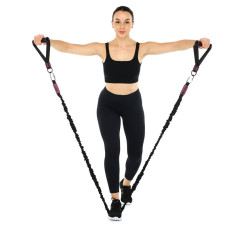 Еспандер з карабіном у захисному рукаві Ezous Resistance Tube With Cover навантаження високе, чорний, код: K-05-L