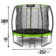 Батут Neo-Sport NS-08C221 з внутрішньою сіткою 8 футів 252 см, чорно-зелений, код: 5903890612771-IN