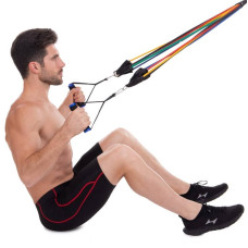 Еспандер багатофункціональний Zelart Resistance Band для фітнесу 5 джгутів у чохлі, код: ET-510-S52