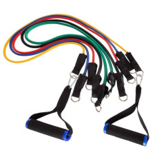Еспандер багатофункціональний Zelart Resistance Band для фітнесу 5 джгутів у чохлі, код: ET-510-S52