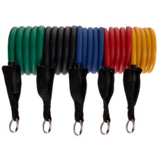 Еспандер багатофункціональний Zelart Resistance Band для фітнесу 5 джгутів у чохлі, код: ET-510-S52