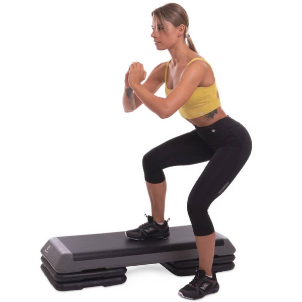 Степ-платформа FitGo 1100x410x200 мм, чорний-сірий, код: FI-6772-S52