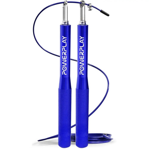 Скакалка швидкісна на підшипниках алюмінієва PowerPlay Elite Jump Rope 3 м, синій, код: PP_4207_Blue