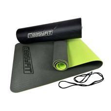Килимок для йоги та фітнесу двошаровий EasyFit 1830х610х6 мм + чохол, чорний із зеленим, код: EF-1924E-BG