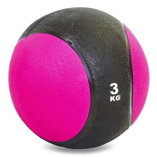 Медбол м'яч медичний Medicine Ball Record 3 кг, чорний-рожевий, код: C-2660-3_P