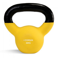 Гиря металева з вініловим покриттям Cornix 4 кг, Yellow/Black, код: XR-0435