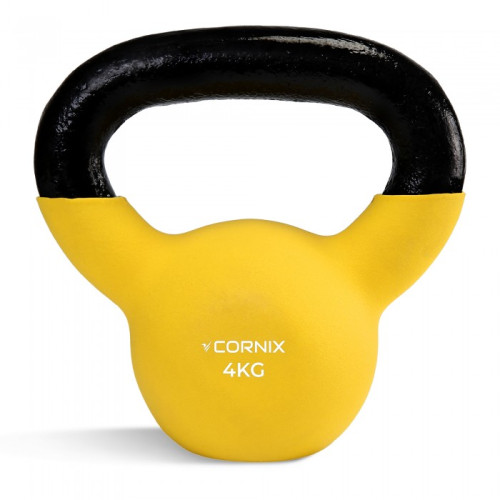 Гиря металева з вініловим покриттям Cornix 4 кг, Yellow/Black, код: XR-0435