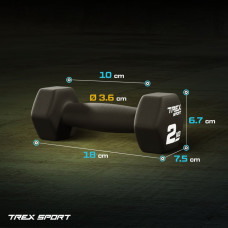 Гантелі для фітнесу неопренові TREX Sport TX-020VD 2x2кг, код: 5902308231221