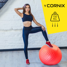 М'яч для фітнесу (фітбол) Cornix 55 см масажний Anti-Burst Red, код: XR-0470