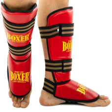 Захист гомілки та стопи для єдиноборств Boxer New, розмір XL, червоний, код: 2004-4-N_XLR