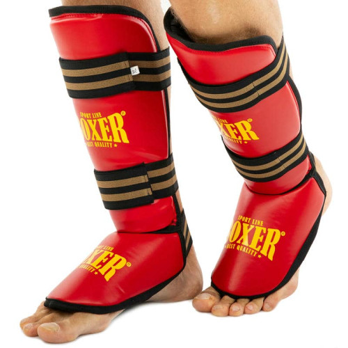Захист гомілки та стопи для єдиноборств Boxer New, розмір XL, червоний, код: 2004-4-N_XLR