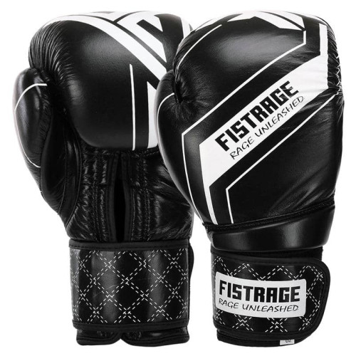 Боксерські рукавиці шкіряні Fistrage 12oz, чорний, код: VL-4275_12BK