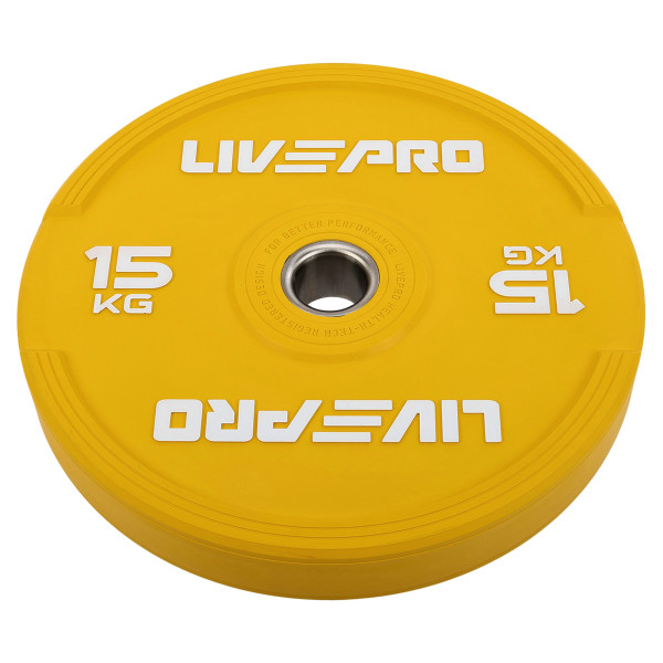 Бамперний диск гумовий LiveUp ø50.5мм, 15кг, жовтий, код: LP8332-15