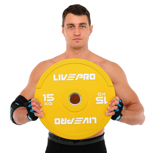 Бамперний диск гумовий LiveUp ø50.5мм, 15кг, жовтий, код: LP8332-15