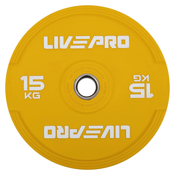 Бамперний диск гумовий LiveUp ø50.5мм, 15кг, жовтий, код: LP8332-15