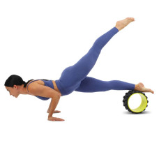 Колесо для йоги масажне FitGo Wheel Yoga 230 мм, чорний-салатовий, код: FI-6205_BKLG