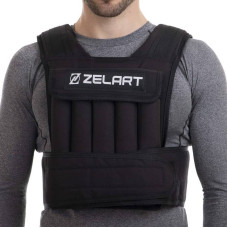 Жилет обважнювач з регульованою вагою Zelart Weigth Vest 20 кг, чорний, код: FI-2630-20