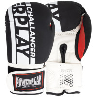 Боксерські рукавиці PowerPlay Matt Challenger 10 унцій, чорний-білий, код: PP_3086_10oz_Bl/White