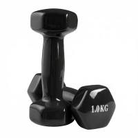 Гантелі для фітнесу FitGo вініл, 2x1 кг, чорний., код: 80022-V1BK