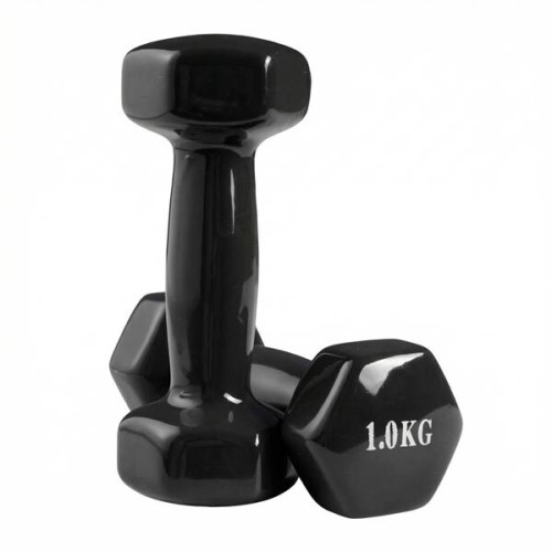 Гантелі для фітнесу FitGo вініл, 2x1 кг, чорний., код: 80022-V1BK