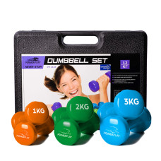 Набір гантелей для фітнесу в кейсі PowerPlay Fitness Dumbells 12 кг (2x1кг, 2х2кг, 2х3кг.), код: PP_4118_12kg