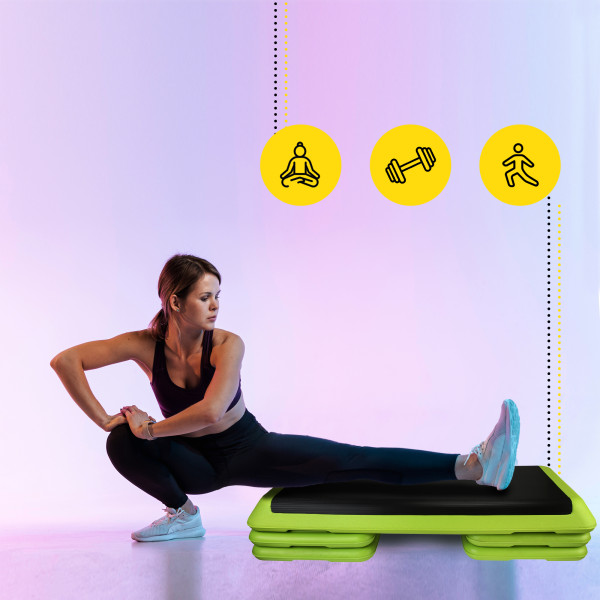 Степ-платформа 3-ступінчаста Cornix Pro 1090х410х100-200 мм, зелений-чорний, код: XR-0401