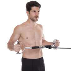 Ручка для верхньої тяги York Fitness 60см з паралельним хватом вигнута з гумовими рукоятками, хром, код: 00014961361575