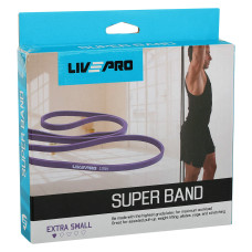 Гума петля для підтягувань та тренувань стрічка силова LiveUp Super Band XS (7-16кг), фіолетовий, код: LP8410-XS
