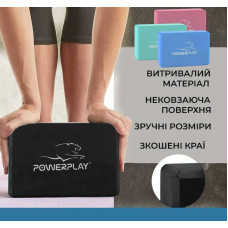 Блок для йоги PowerPlay Yoga Brick EVA чорний, 2шт, код: PP_4006_Black_2in