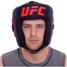 Шолом боксерський з повним захистом шкіряний UFC PRO L-XL чорний, код: UHK-75061-S52